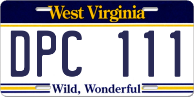 WV license plate DPC111