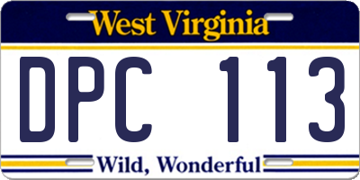 WV license plate DPC113