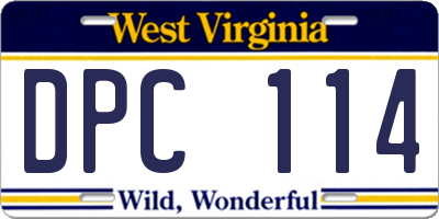 WV license plate DPC114