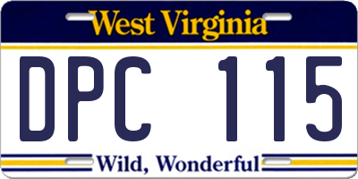 WV license plate DPC115
