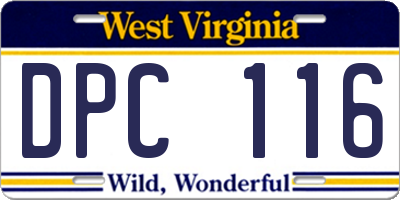 WV license plate DPC116
