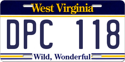 WV license plate DPC118