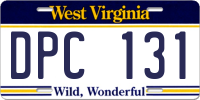 WV license plate DPC131