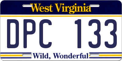 WV license plate DPC133