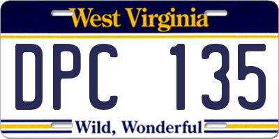 WV license plate DPC135
