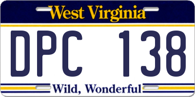 WV license plate DPC138