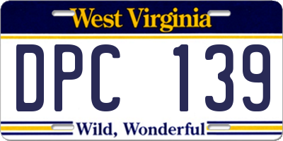 WV license plate DPC139