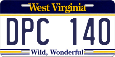 WV license plate DPC140