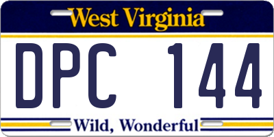 WV license plate DPC144