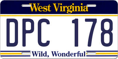 WV license plate DPC178