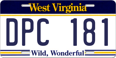 WV license plate DPC181