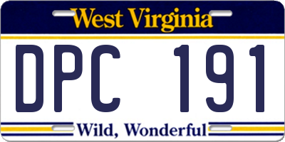 WV license plate DPC191