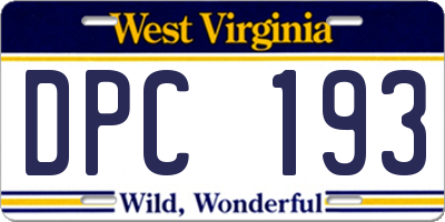 WV license plate DPC193