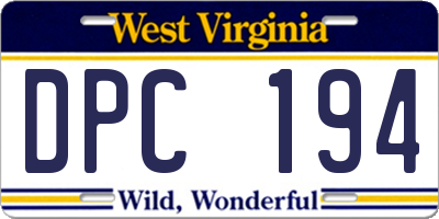 WV license plate DPC194