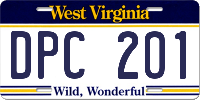 WV license plate DPC201