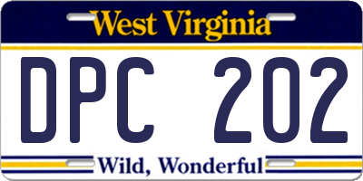 WV license plate DPC202