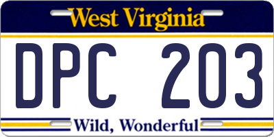 WV license plate DPC203