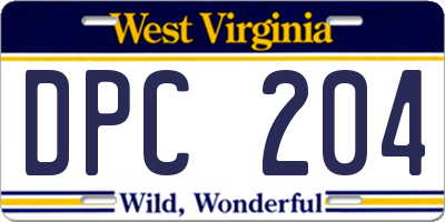 WV license plate DPC204
