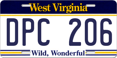 WV license plate DPC206
