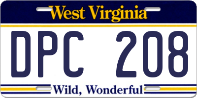 WV license plate DPC208