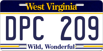 WV license plate DPC209