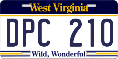 WV license plate DPC210