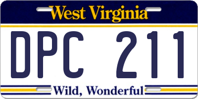 WV license plate DPC211