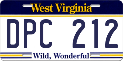 WV license plate DPC212
