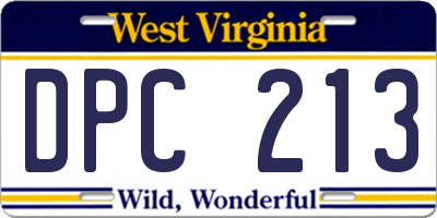 WV license plate DPC213