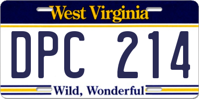 WV license plate DPC214