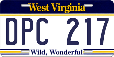 WV license plate DPC217