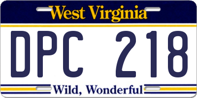 WV license plate DPC218