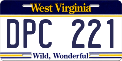 WV license plate DPC221