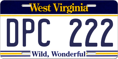 WV license plate DPC222