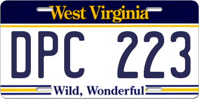 WV license plate DPC223