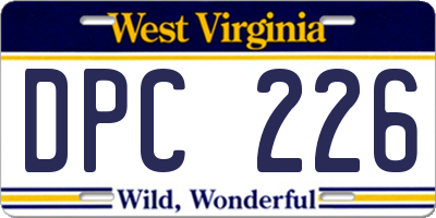 WV license plate DPC226