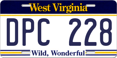 WV license plate DPC228
