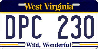 WV license plate DPC230