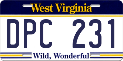 WV license plate DPC231