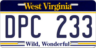 WV license plate DPC233