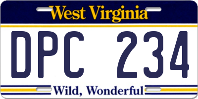 WV license plate DPC234