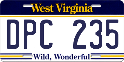 WV license plate DPC235