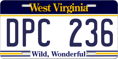 WV license plate DPC236
