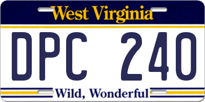 WV license plate DPC240