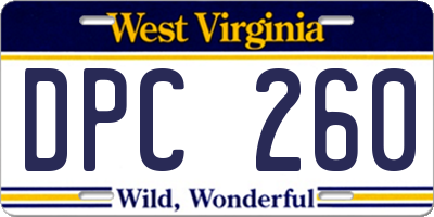 WV license plate DPC260