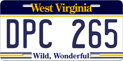 WV license plate DPC265
