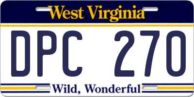 WV license plate DPC270
