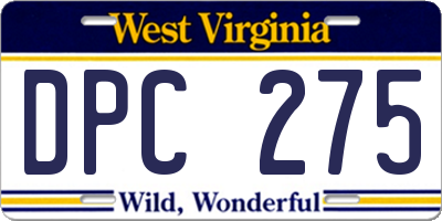 WV license plate DPC275