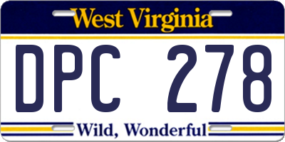 WV license plate DPC278