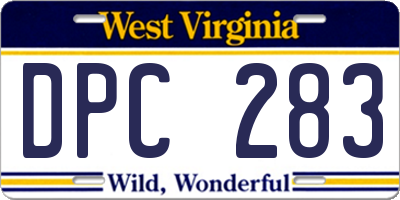 WV license plate DPC283